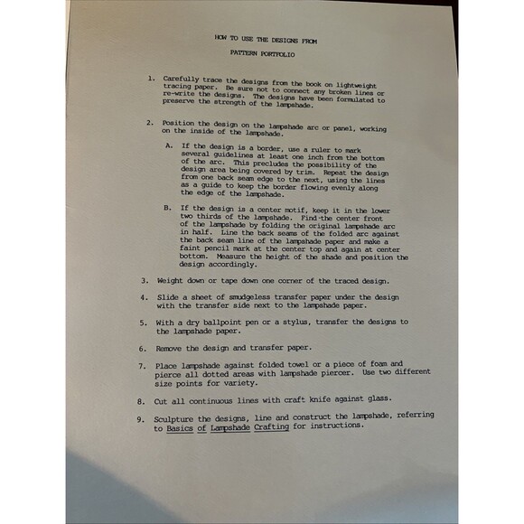 Pattern Portfolio Designs Discriminating Lampshade Artist by Judy Tripp 1984 - Picture 2 of 4